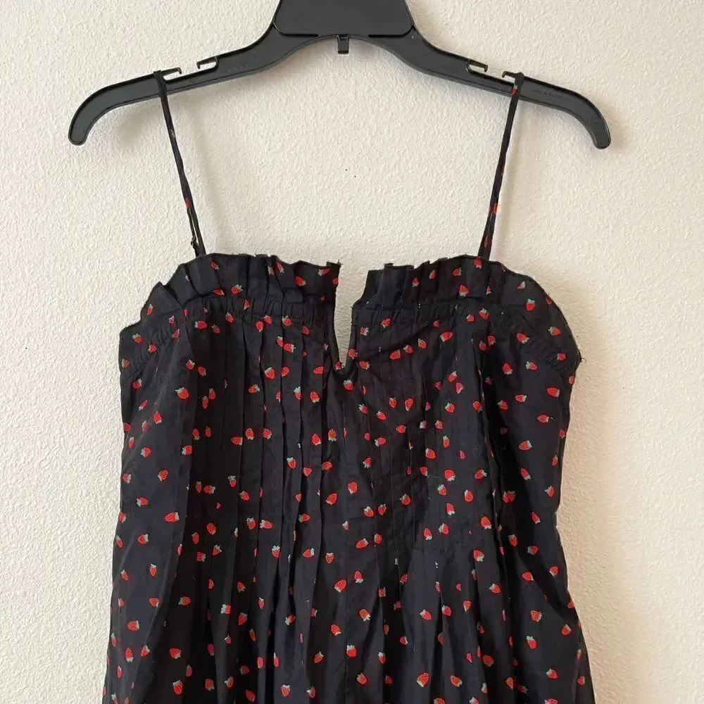 Madewell Pintuck Cami Dress in Fresh Strawberries sz 4